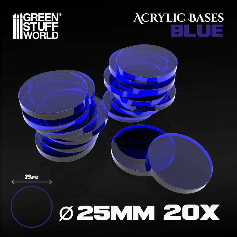 Acrylic Bases - Round 25 mm CLEAR BLUE | Acrylic Round Bases