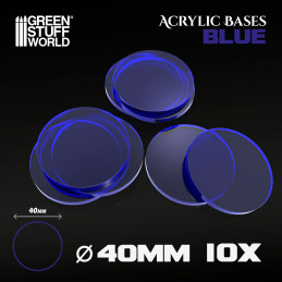 Acrylic Bases - Round 40 mm CLEAR BLUE | Acrylic Round Bases