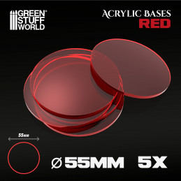 Socles Acryliques ROND 55 mm Rouge Transparent | Socles Acryliques Ronds
