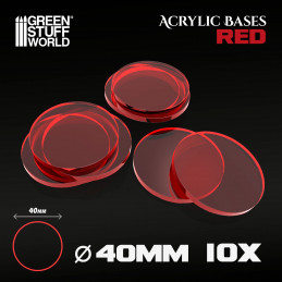Acrylic Bases - Round 40 mm CLEAR RED | Acrylic Round Bases