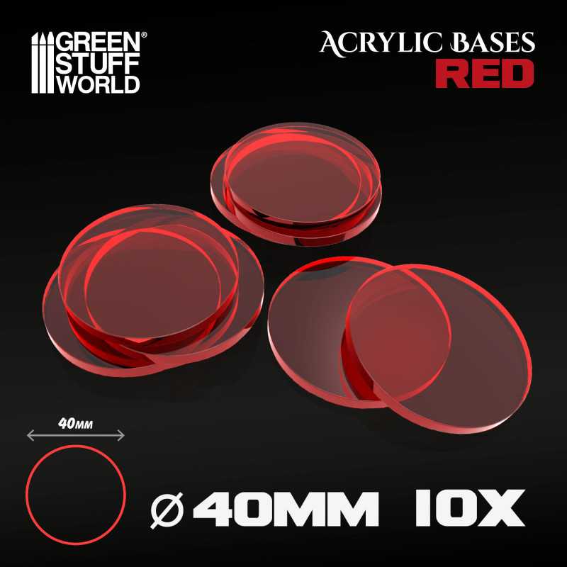 40 mm runde und rot transparent Acryl Basen | Runde Transparente Basen