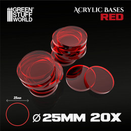 Socles Acryliques ROND 25 mm Rouge Transparent | Socles Acryliques Ronds