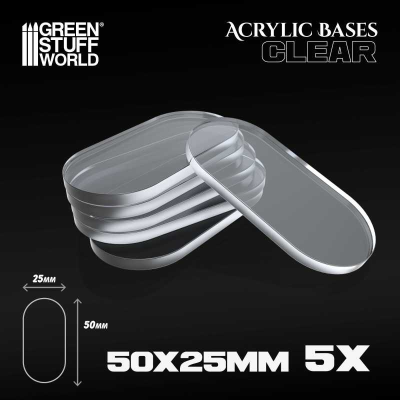 Acrylic Bases - Oval Pill 50x25mm CLEAR | Acrylic Oval Bases Acrylic Bases - Oval Pill 50x25mm CLEAR | Acrylic Oval Bases