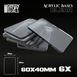 Acrylic Bases - Square 60x40mm CLEAR | Acrylic Square Bases
