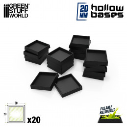 Schwarze quadratische Kunststoffbasen mit hohem Rand 20mm | Quadratische Kunststoffständer