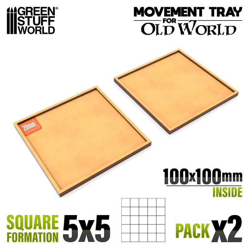 Vassoi di Movimento MDF 100x100mm | Vassoi di movimento per basi quadrate