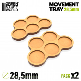 MDF Movement Trays 28,5mm x5 - Skirmish | Movement trays for round bases