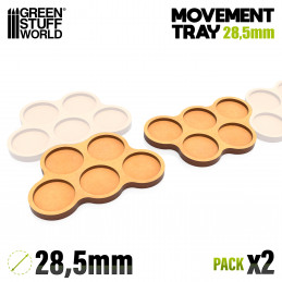 MDF Movement Trays 28,5mm x5 - Skirmish | Movement trays for round bases