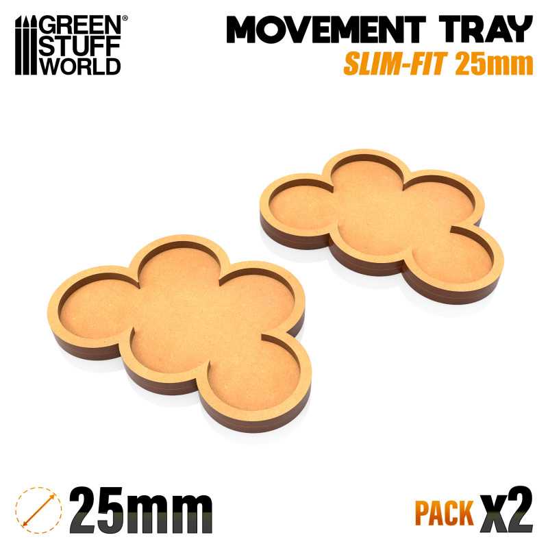 MDF Regimentsbases 25mm x 5 - SLIM-FIT | Regimentsbases für runde Sockel