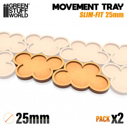 MDF Regimentsbases 25mm x 5 - SLIM-FIT | Regimentsbases für runde Sockel