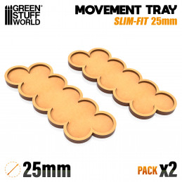 MDF Movement Trays 25mm x 10 - SLIM-FIT | Movement trays for round bases