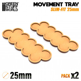 MDF Regimentsbases 25mm x 10 - SLIM-FIT | Regimentsbases für runde Sockel