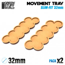 MDF Movement Trays 32mm x 10 - SLIM-FIT | Movement trays for round bases