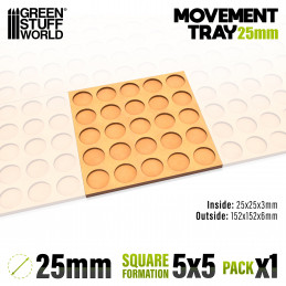 MDF Movement Trays 25mm 5x5 - Skirmish Lines | Movement trays for round bases