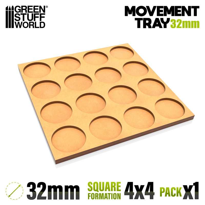 Plateaux de Mouvement MDF 32mm 4x4 - Horde en Ligne | Plateaux de mouvement pour bases rondes