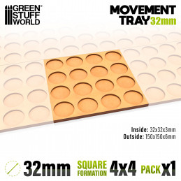 MDF Movement Trays 32mm 4x4 - Skirmish Lines | Movement trays for round bases