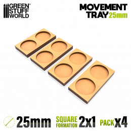 Bandejas de Movimiento DM 25mm 2x1 - Hostigador Filas Bandejas de movimiento para Peanas Redondas