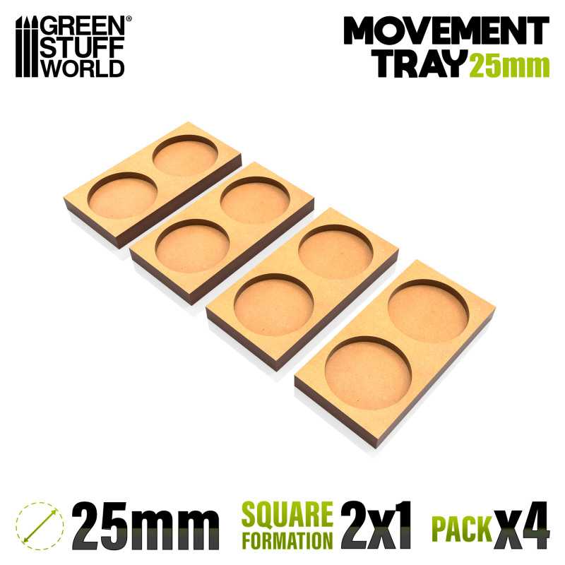 MDF Regimentsbases 25mm 2x1 - Skirmish Lines | Regimentsbases für runde Sockel