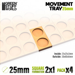 Bandejas de Movimiento DM 25mm 2x1 - Hostigador Filas Bandejas de movimiento para Peanas Redondas