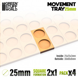 MDF Regimentsbases 25mm 2x1 - Skirmish Lines | Regimentsbases für runde Sockel