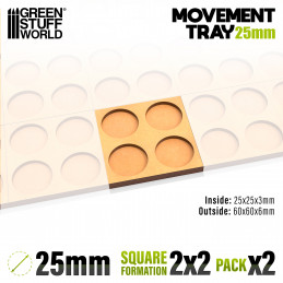 MDF Movement Trays 25mm 2x2 - Skirmish Lines | Movement trays for round bases