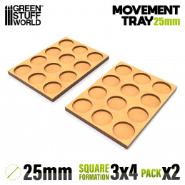 MDF Movement Trays 25mm 3x4 - Skirmish Lines | Movement trays for round bases