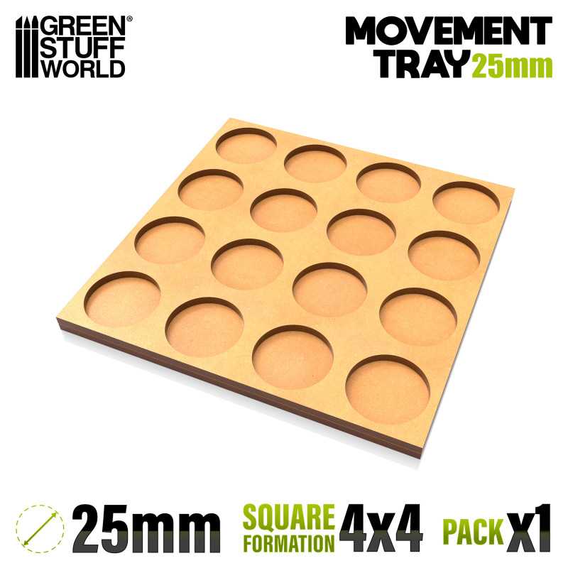 MDF Movement Trays 25mm 4x4 - Skirmish Lines | Movement trays for round bases