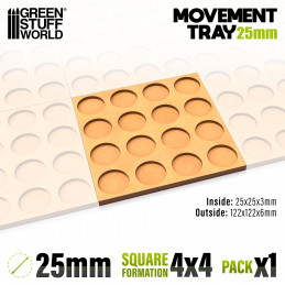 MDF Movement Trays 25mm 4x4 - Skirmish Lines | Movement trays for round bases