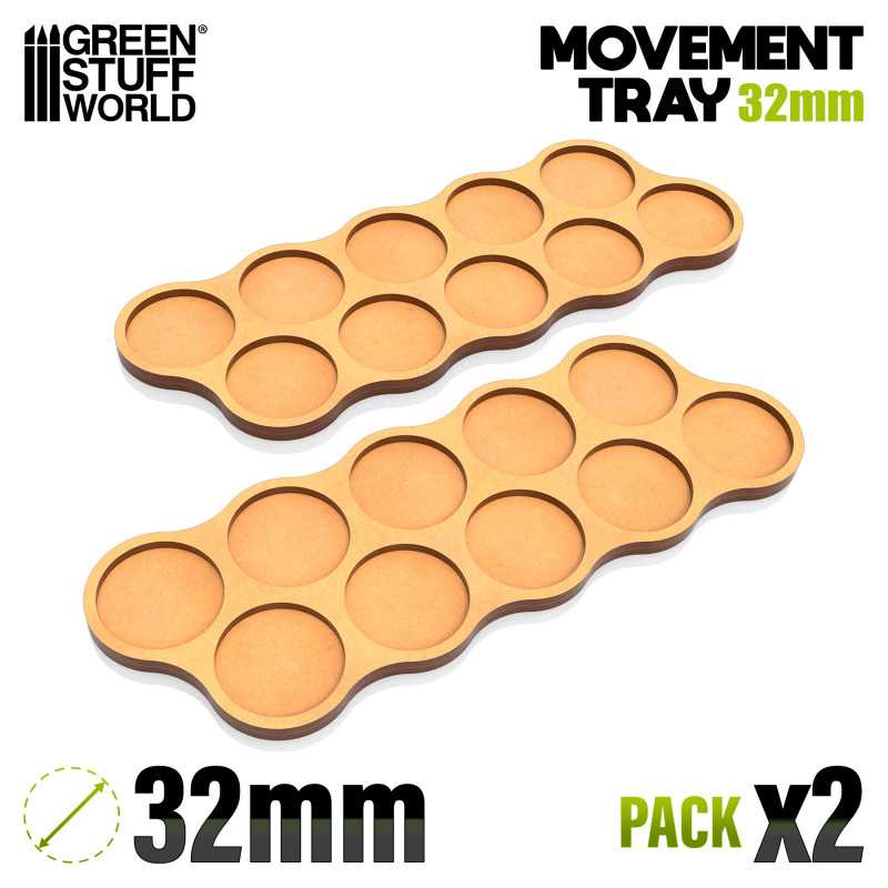 MDF Movement Trays 32mm x10 - Skirmish | Movement trays for round bases