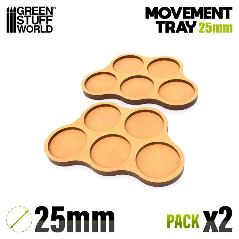 MDF Movement Trays 25mm x5 - Skirmish | Movement trays for round bases