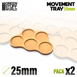 MDF Movement Trays 25mm x5 - Skirmish | Movement trays for round bases