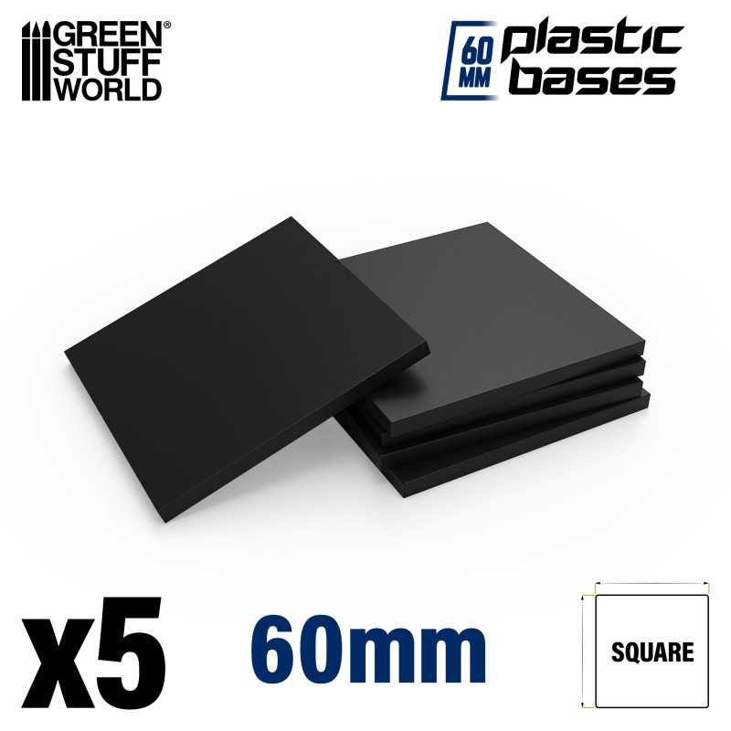 Schwarze quadratische Kunststoffbasen - Rand 60mm