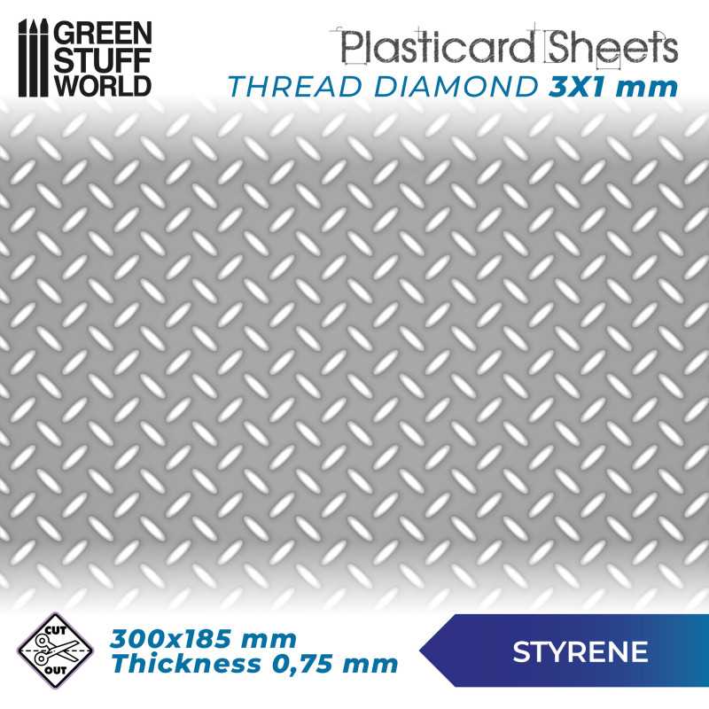 Plaque de Plasticard texturé DIAMANT | Plaques de Plasticard Texturé