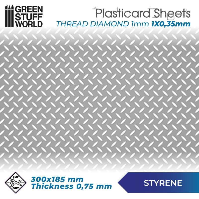 Plancha Plasticard DIAMANTE 1 mm - tamaño A4 Planchas Texturizadas
