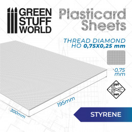 ABS Plasticard - Thread DIAMOND HO 0.75mm Textured Sheet | Textured Sheets