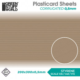 Foglio Plasticard CORRUGATO FINE 0.5mm largo - misura A4 | Piastre e Fogli Testurizzati
