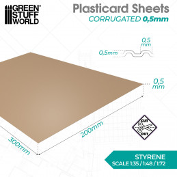 Plancha Plasticard CORRUGADO FINO 0.5mm ancho - tamaño A4 Planchas Texturizadas