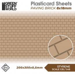 Foglio Plasticard - Mattone per pavimento 8x18mm