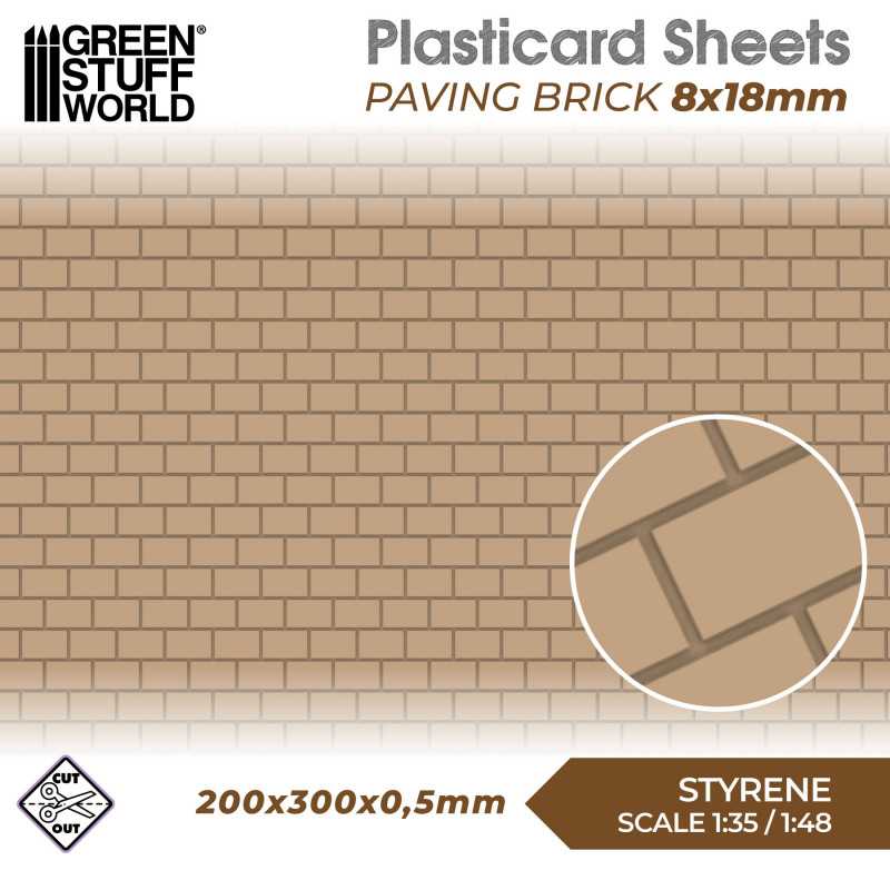 Plancha Plasticard - Adoquines 8x18mm| Suelo adoquinado Maquetas