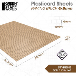 Plaque de Plasticard texturé - Pavage Brique 6x8mm