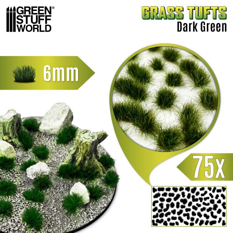 Static Grass Tufts 6mm - Dark Green