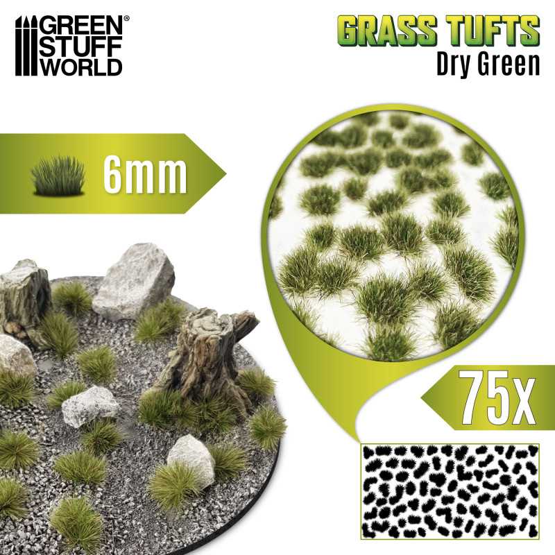 Static Grass Tufts 6mm - Dry Green