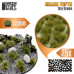 Static Grass Tufts 12mm - Dry Green