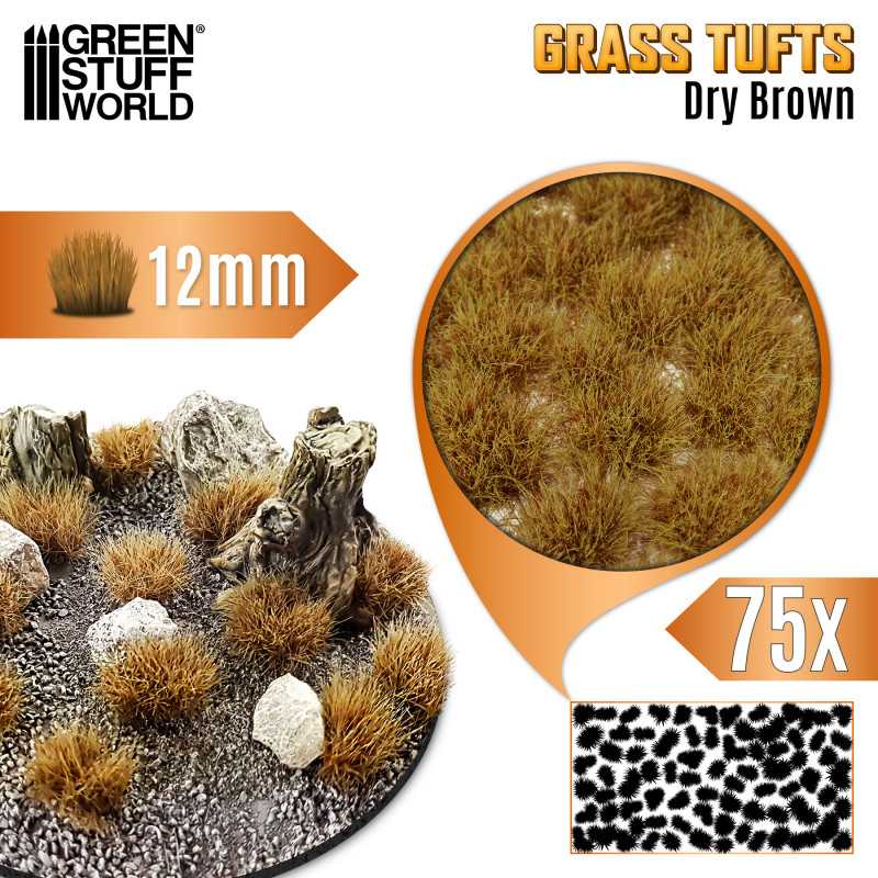 Static Grass Tufts 12mm - Dry Brown