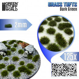 Touffes d'herbe - Static Grass Tufts 2 mm - Vert Foncée