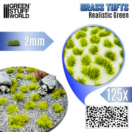 Static Grass Tufts 2mm - Realistic Green