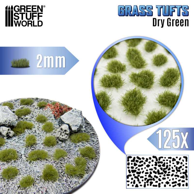 Static Grass Tufts 2mm - Dry Green