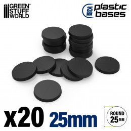 Plastic Bases - Round 25mm BLACK | Miniature Round Plastic Bases