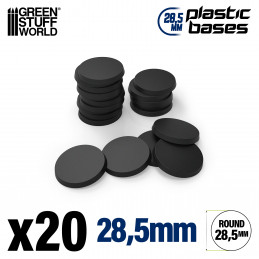Plastic Bases - Round 28.5mm BLACK | Miniature Round Plastic Bases