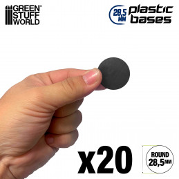 28.5mm Runde Kunststoffbasen - Schwarz | Rund